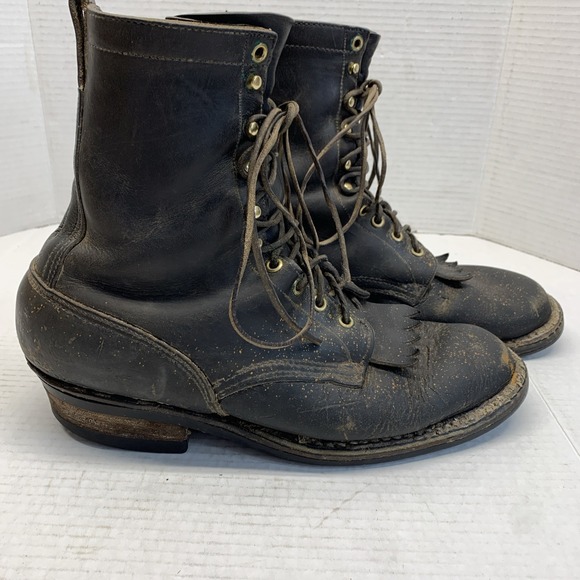 Vtg WHITE\'S Semi-Dress Boots/ QUABAUG Black LOGGER Men\'s Size US 11 C **THRASHED main image 5